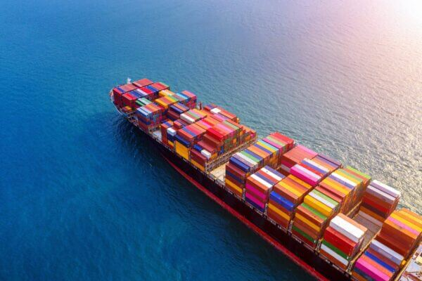 Container vessel at sea – global trade and logistics